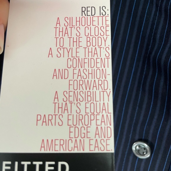 NWT Men’s Alfani Navy striped button down shirt size XL - Picture 5 of 8